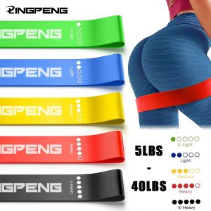 Faixas Elásticas Musculação Faixas Elásticas Fitness Látex Natural com 5 Níveis Exercícios nas Pernas Gliteus e Braços 5 Faixas Elásticas Fitness Theraband para Yoga Pilates Crossfit Força